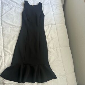 Marciano Black Midi Dress with Flared Hem